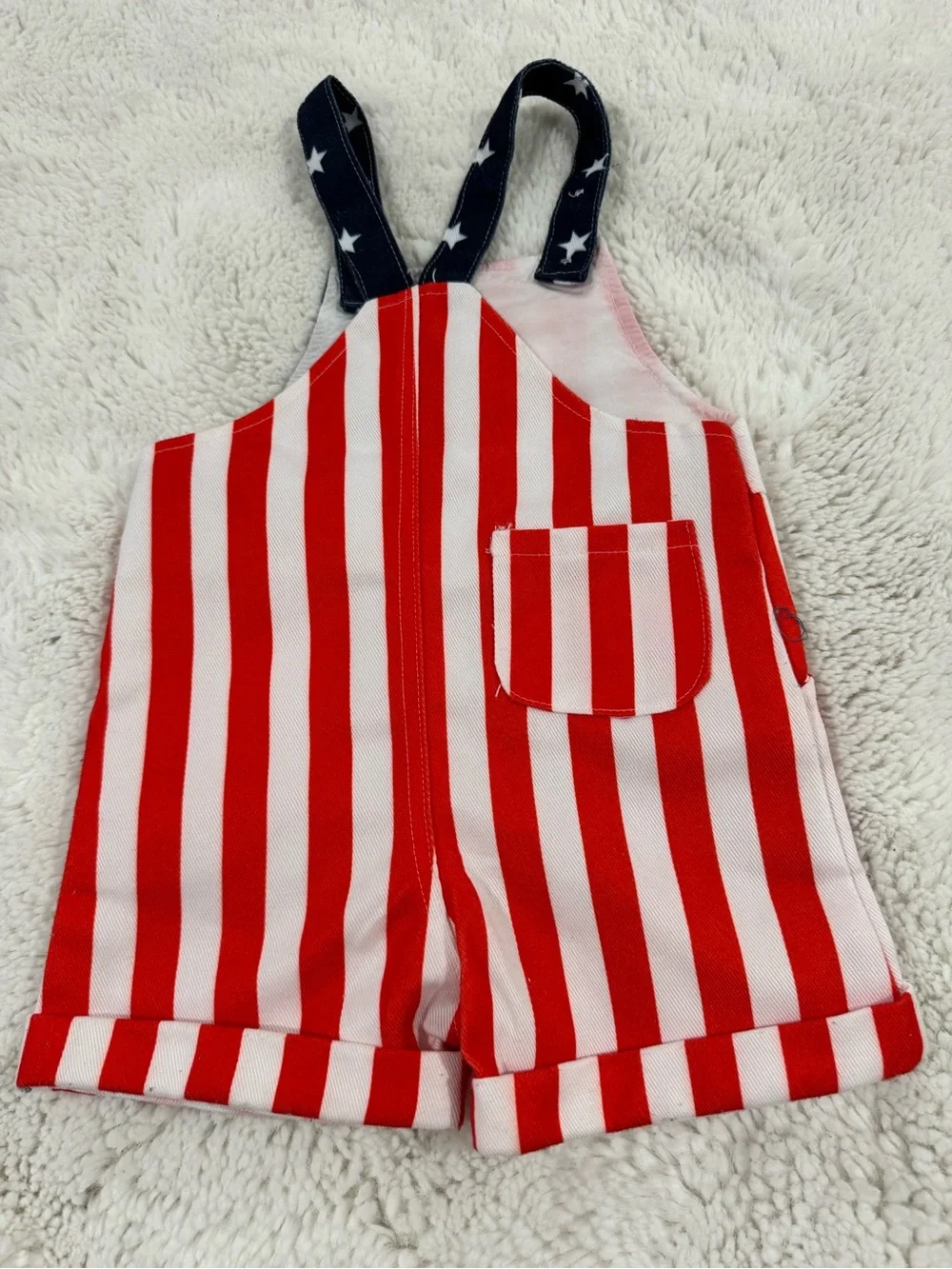 Toddler Stars & Stripes Short Overalls - Red, White & Blue